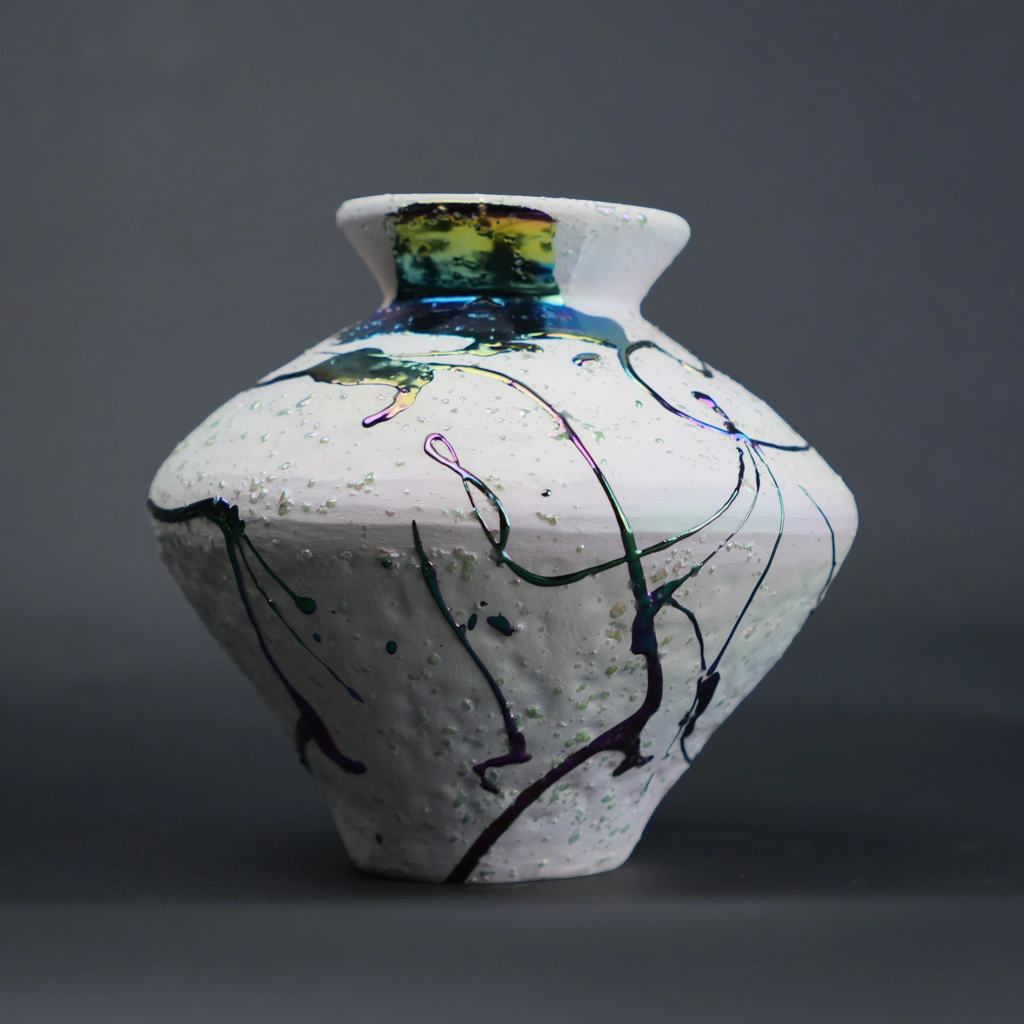 abstract splash white ceramic decorative vase