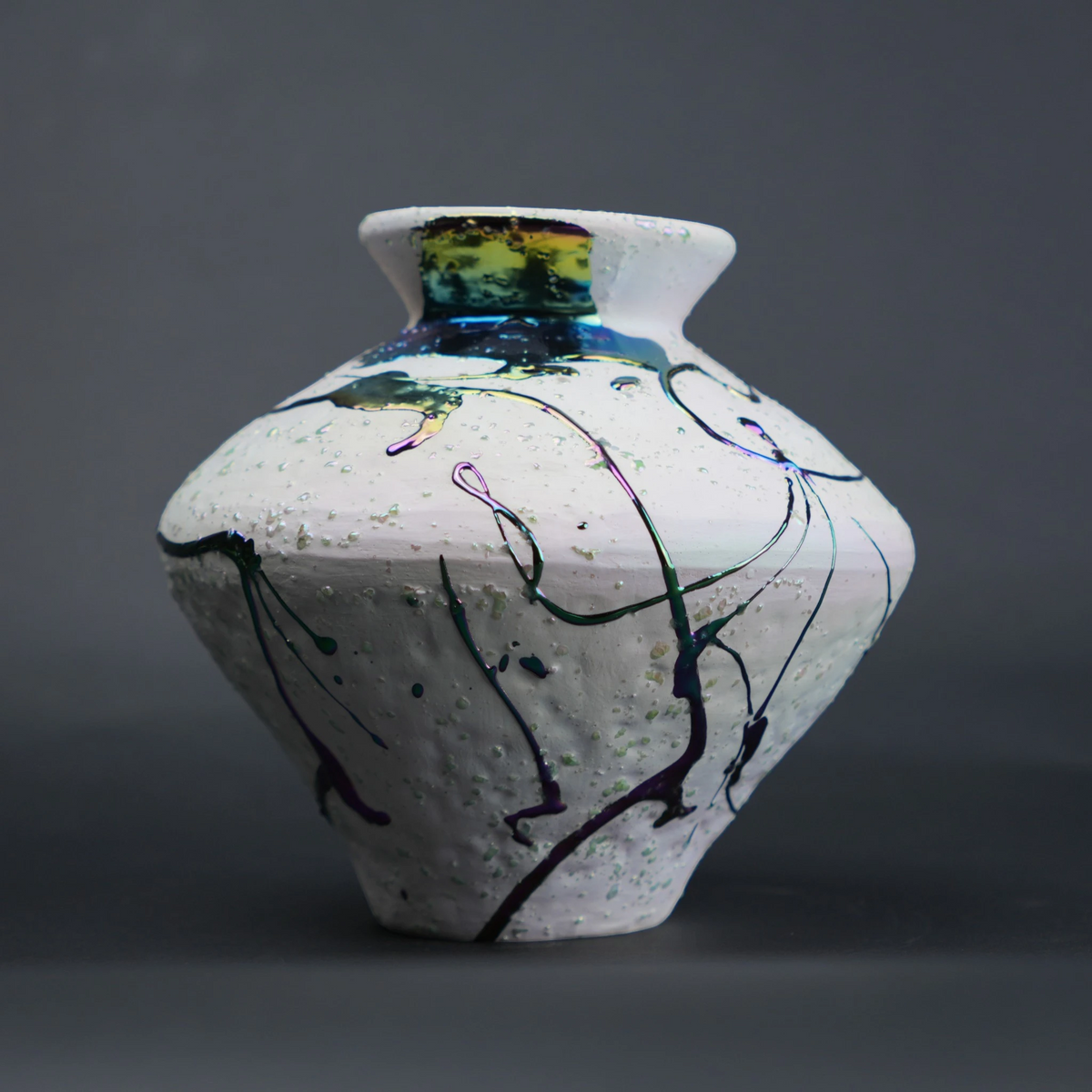 abstract splash white ceramic decorative vase