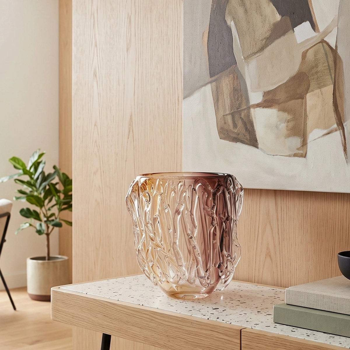 Amber Blush Glass Vase
