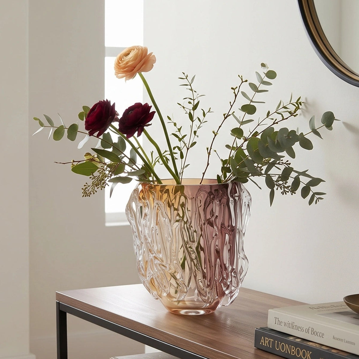 Amber Blush Glass Vase