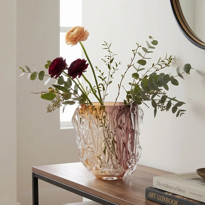 Amber Blush Glass Vase