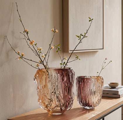 Amber Blush Glass Vase