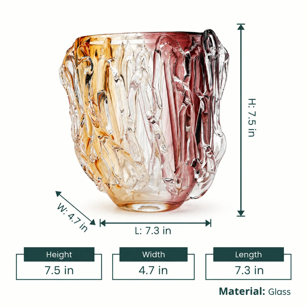 Amber Streak tall vase, vertical drips