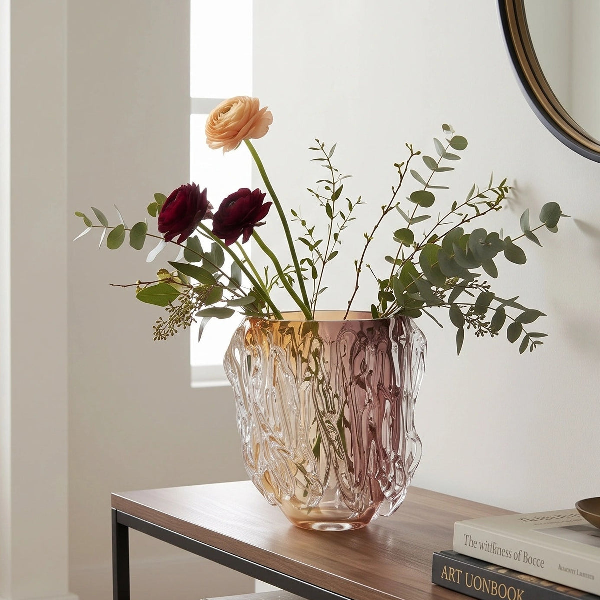 Amber Blush Glass Vase