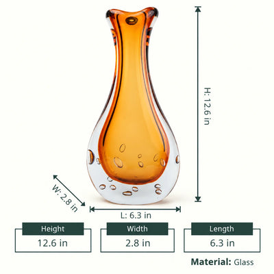 Amber Clear Art Glass Vase