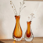Amber Clear Art Glass Vase
