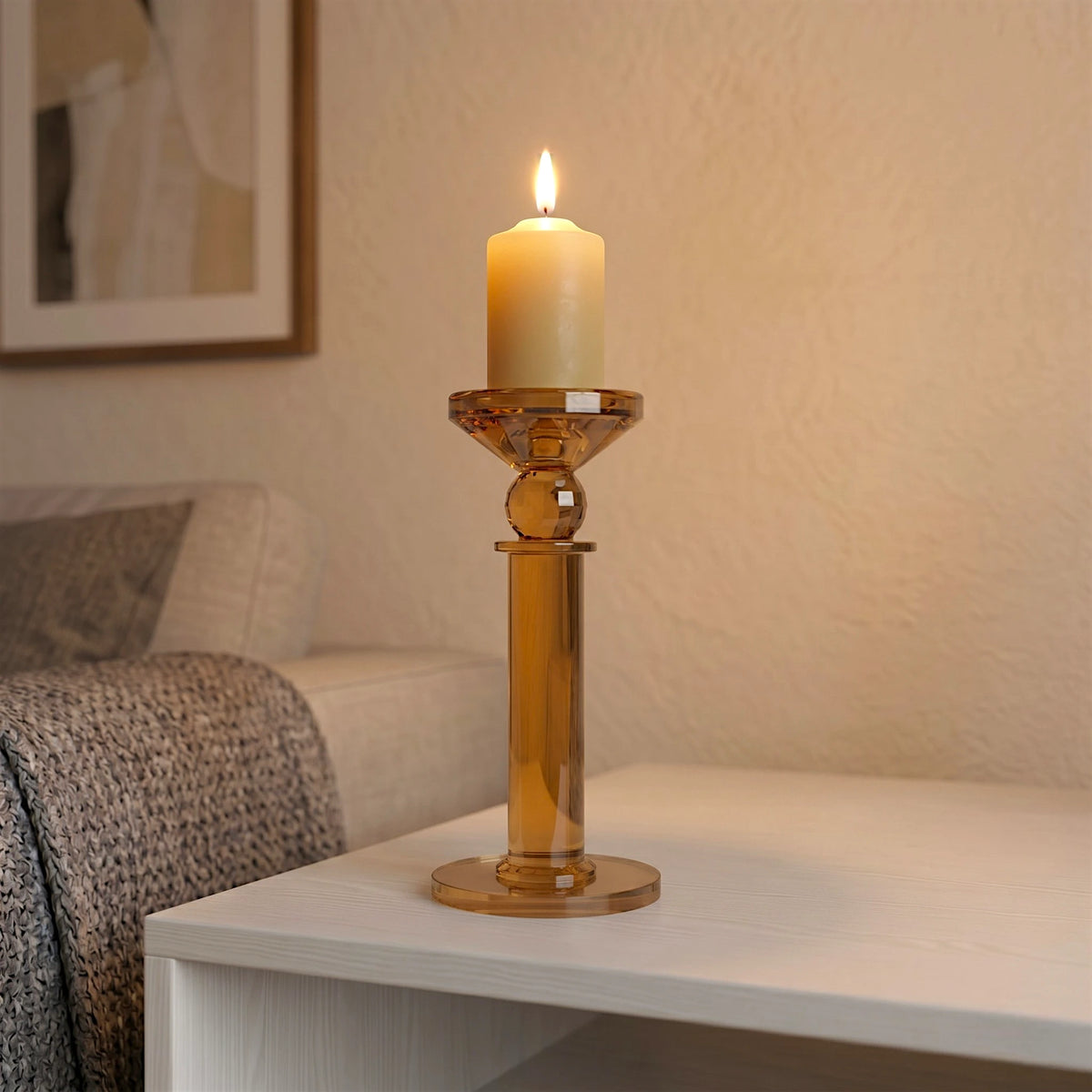 Amber Crystal Candle Holder