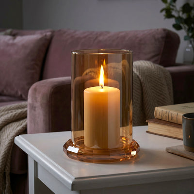 Amber Glass Faceted Votive Holder - Big