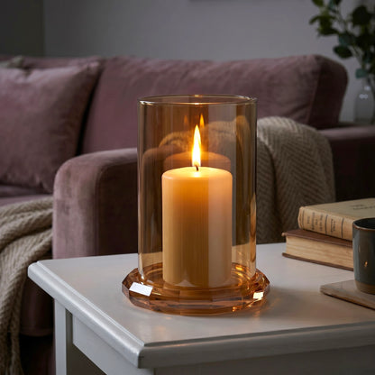 Amber Glass Faceted Votive Holder - Big