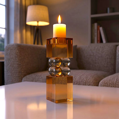 Amber Grey Crystal Candle Stand - Big