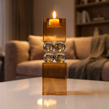Amber Grey Crystal Candle Stand - Big