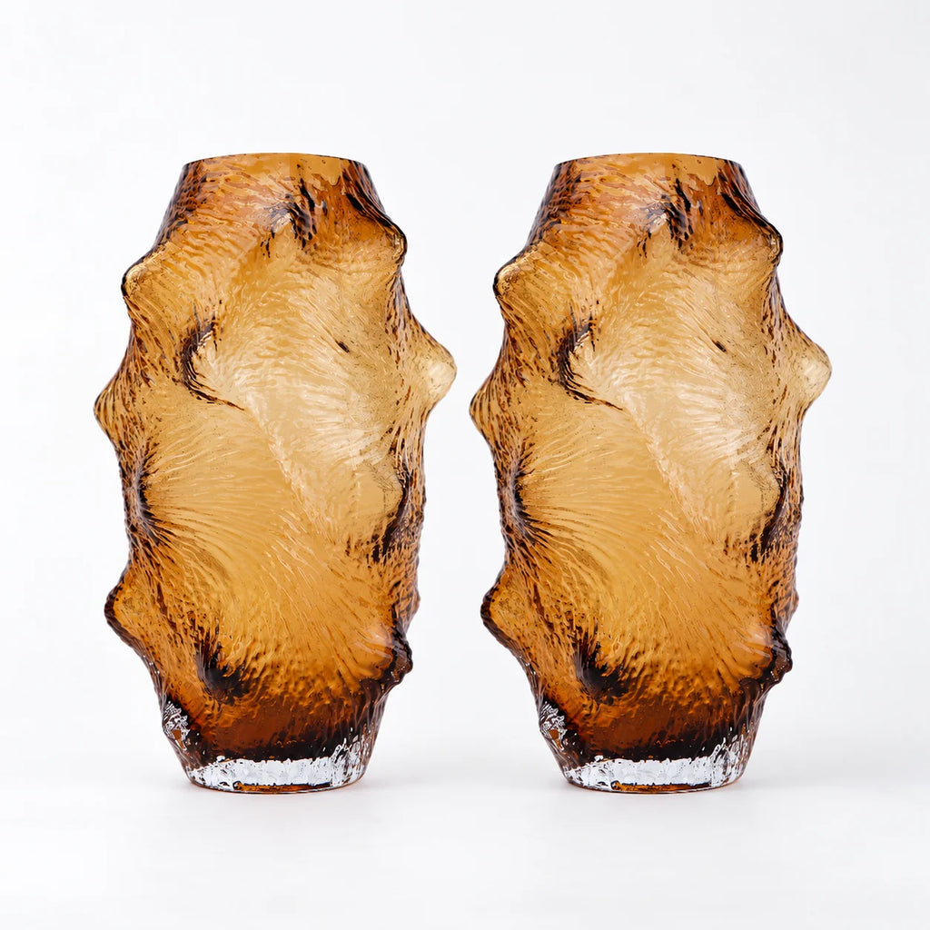 Amber hammered vase macro, spiny texture