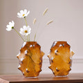 Amber hammered vase duo, scale shot