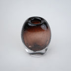 Amber brown oval decorative glass vase with stem opening