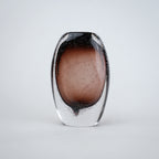 Amber brown oval decorative glass vase with stem opening