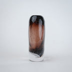 Amber brown oval decorative glass vase with stem opening