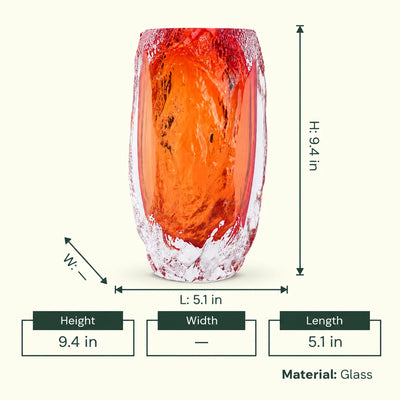 Amber Orange Art Glass Vase