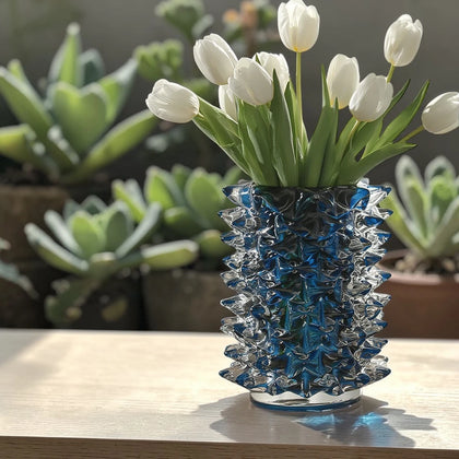Apex Texture cobalt w/ tulips, sunny shelf