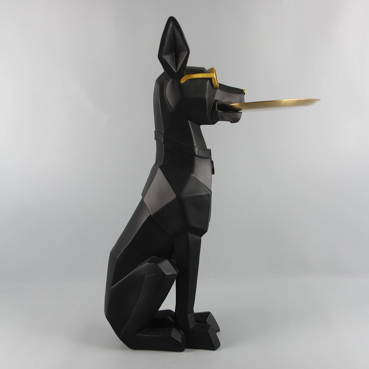 Black dog butler decor holding tray standing upright modern home accent