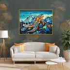 Colorful sea turtle canvas painting with vibrant ocean artwork for modern luxury wall décor interiors