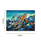Colorful sea turtle canvas painting with vibrant ocean artwork for modern luxury wall décor interiors