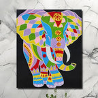 Colorful elephant canvas painting with vibrant geometric artwork for modern luxury wall décor interiors
