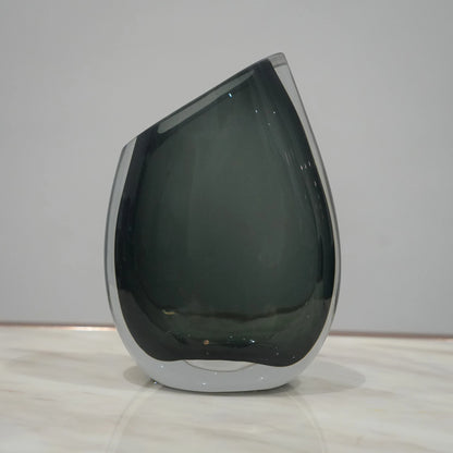 Artistic glass vase set with contemporary tilted silhouette designed for luxury coffee table and console decor styling