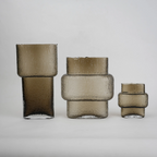 band design smokey yellow glass vase with textured surface