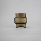 band design smokey yellow glass vase with textured surface