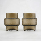 Amber banded vase pair, front studio shot