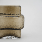band design smokey yellow glass vase with textured surface