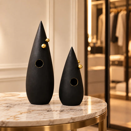 Abstract white decorative accent featuring gold details for contemporary home decor styling