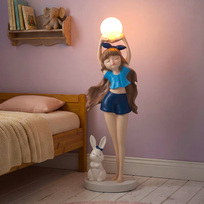 Blue Bunny Glow Girl Lamp