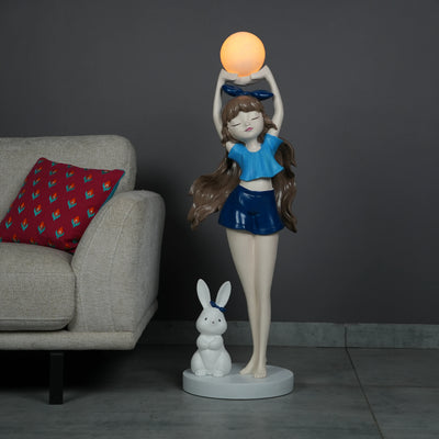 Blue Bunny Glow Girl Lamp