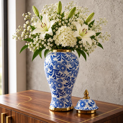 Blue Floral Ceramic Jar