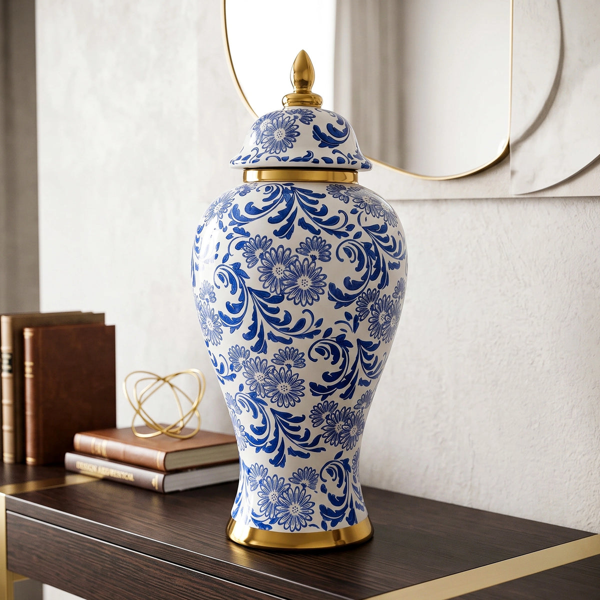 Blue Floral Ceramic Jar