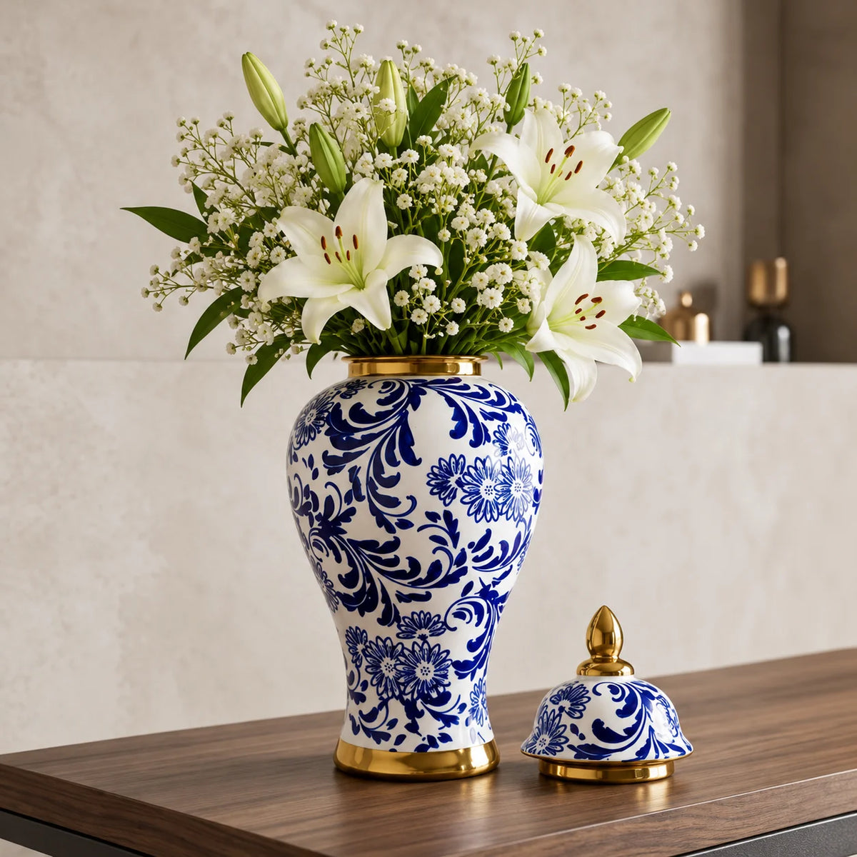 Blue Floral Ceramic Jar
