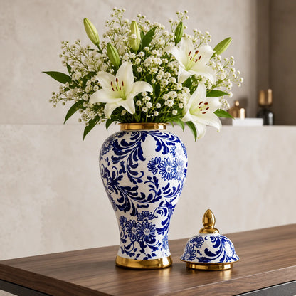 Blue Floral Ceramic Jar