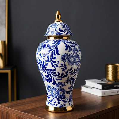 Blue Floral Ceramic Jar
