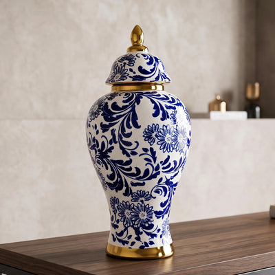 Blue Floral Ceramic Jar