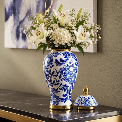 Blue Floral Ceramic Jar