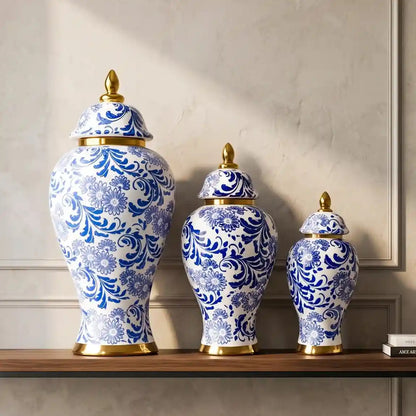 Blue Floral Ceramic Jar