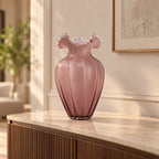 Mauve fluted urn vase thorny crown head-on