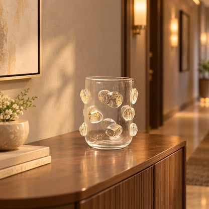 Pebble Luxe vase pair w/ roses, marble console