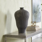 Charcoal Grey Drip Ceramic Vase