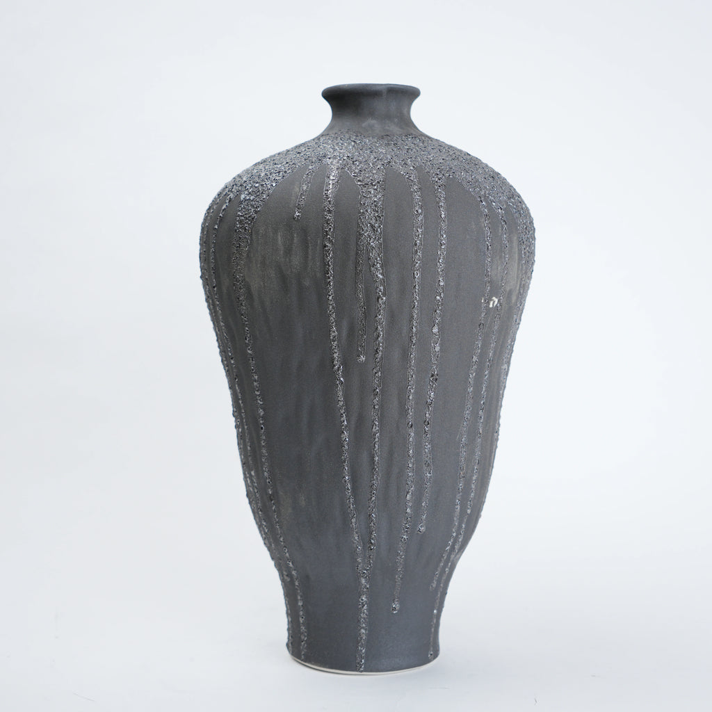 Textured gray vase