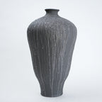 Tall charcoal drip meiping vase, front