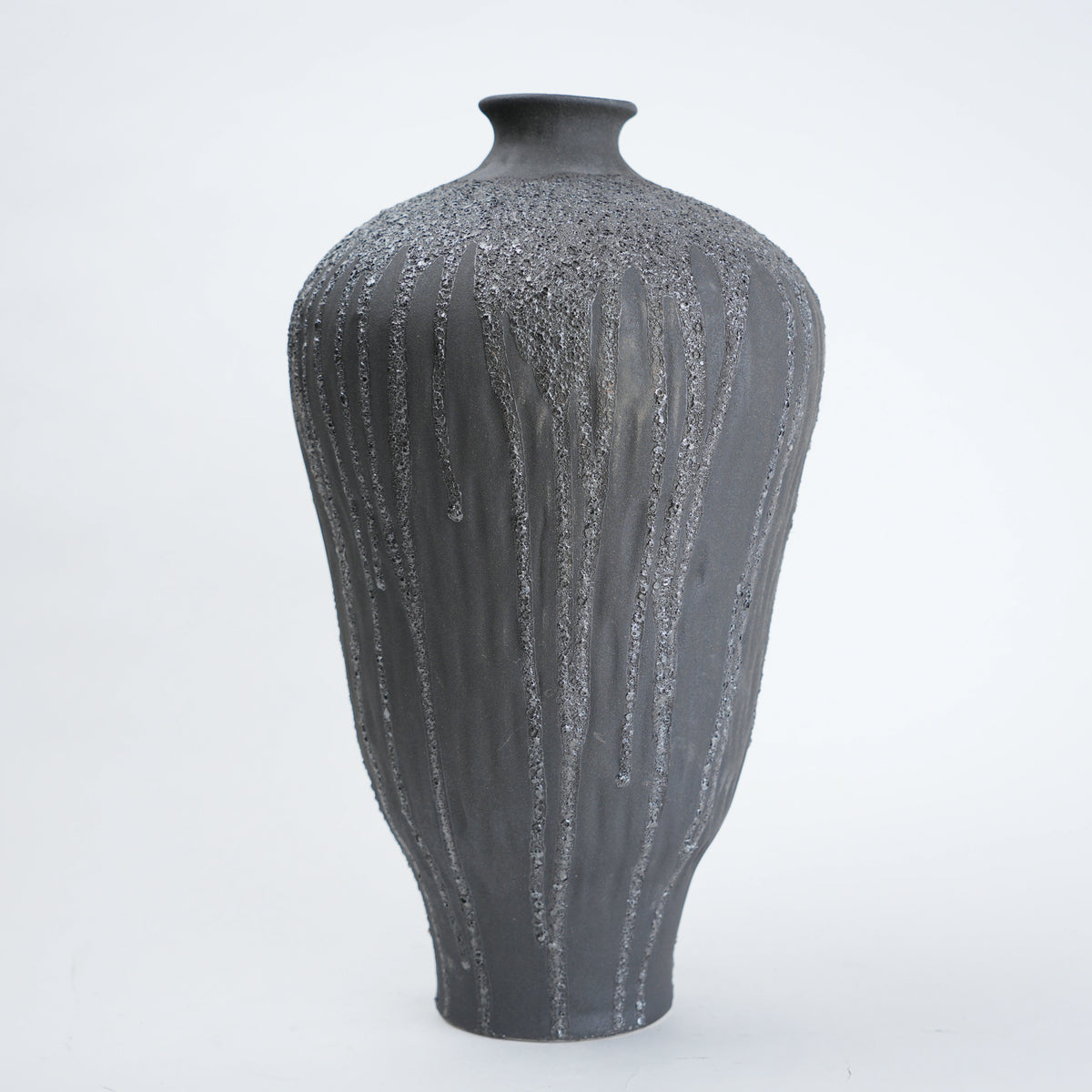 Tall charcoal drip meiping vase, front