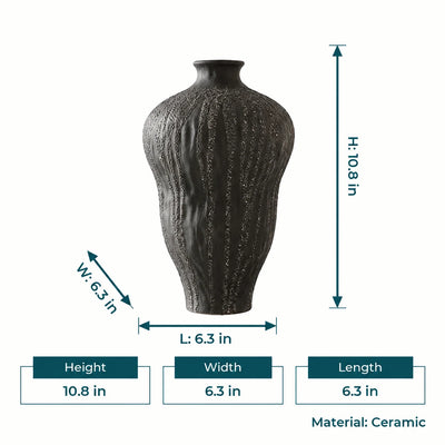 Charcoal Grey Drip Ceramic Vase