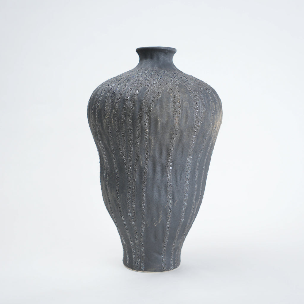 Textured gray vase